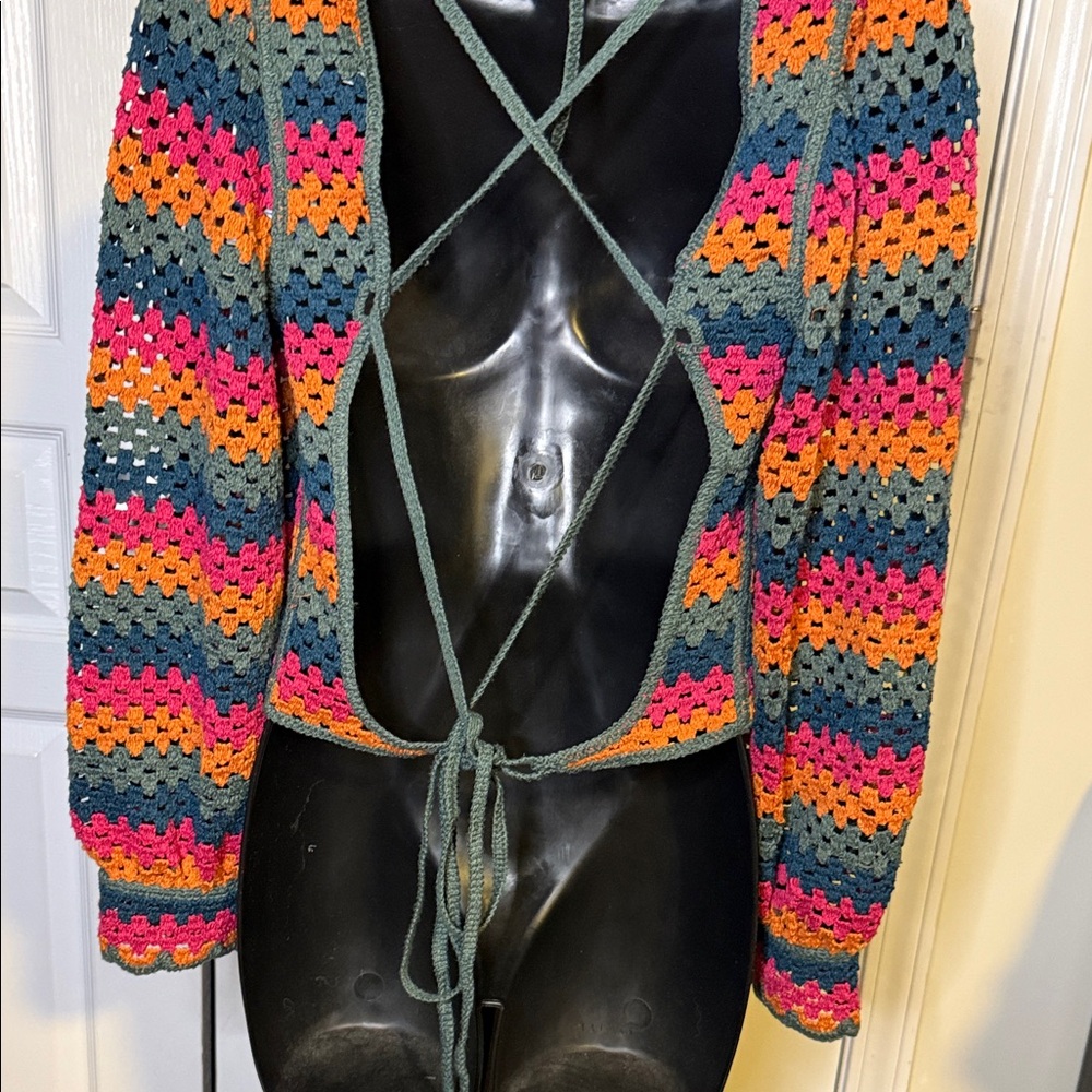 NWT Zara Multicolor Knit TOP W/CRISS-CROSS BACK - Picture 16 of 16